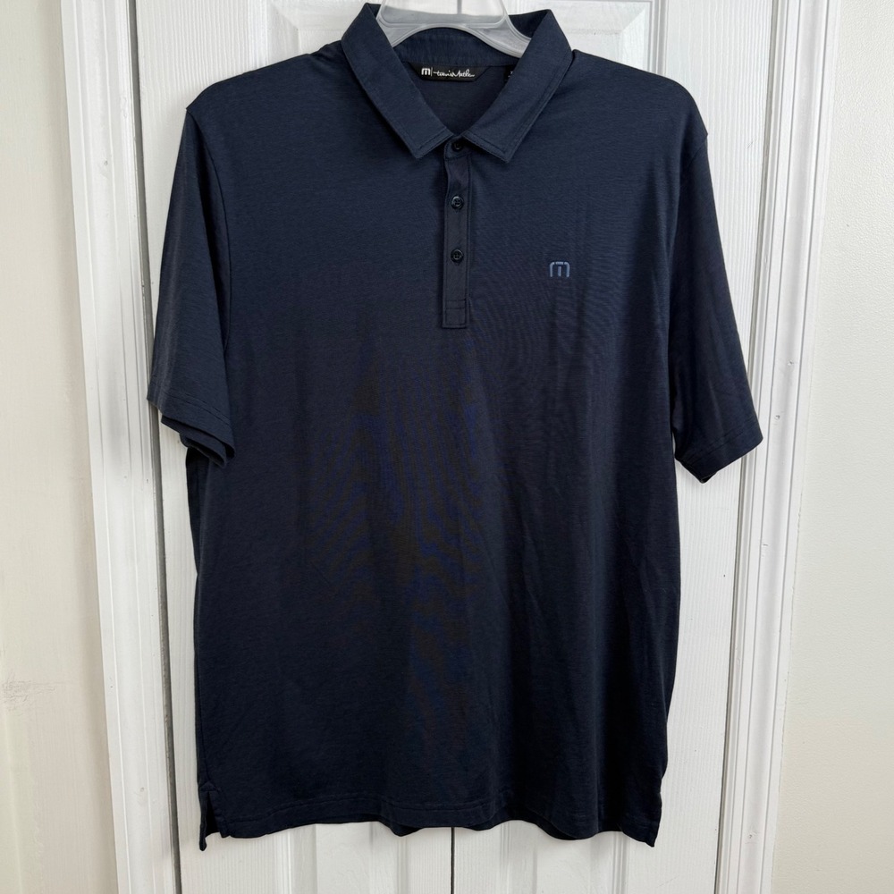 TravisMathew XL Navy Blue Short Sleeve‎ Golf Polo Shirt Pima Cotton Performance